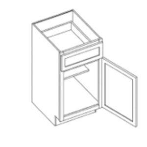 Tủ bếp dưới có 1 ngăn kéo, 1 cánh và 1 kệ điều chỉnh được