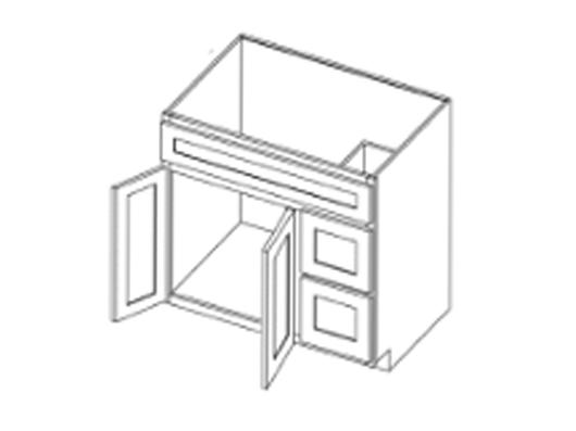 Tủ bàn trang điểm có 1 ngăn kéo lớn, 2 ngăn kéo nhỏ và 2 cánh